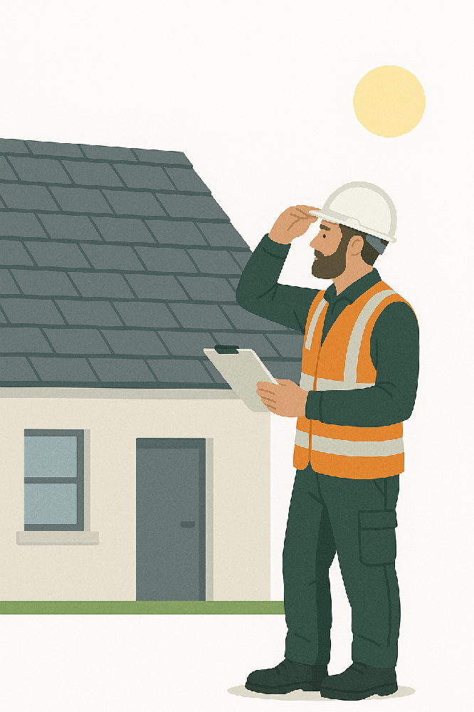 Installer assessing a UK roof for solar suitability